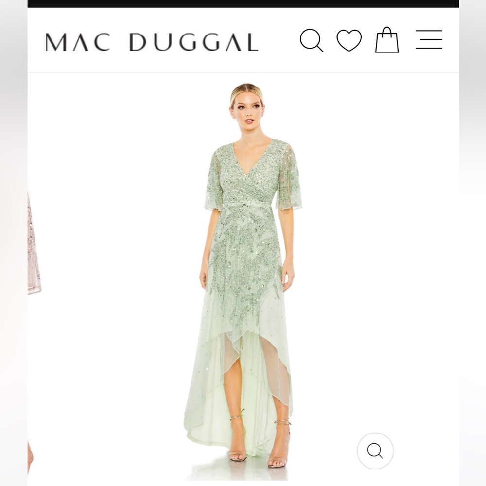 Mac Duggal Mint Green High-Low Sequin Embellished Dress